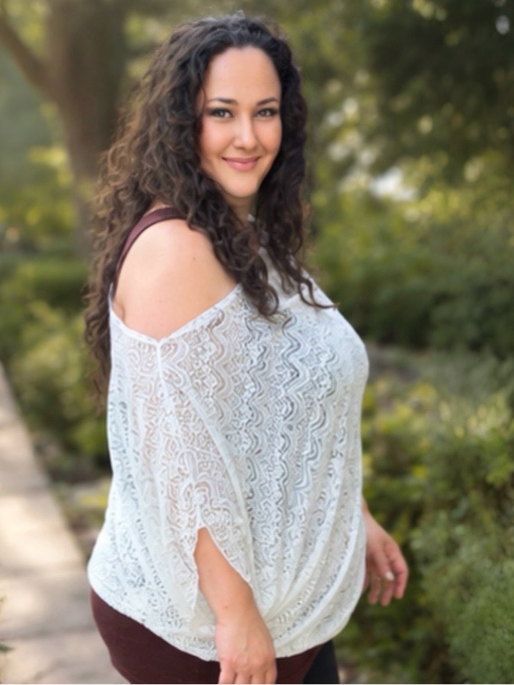 White Lace Off-Shoulder Boho Top | Plus Size Sheer overlay cover up